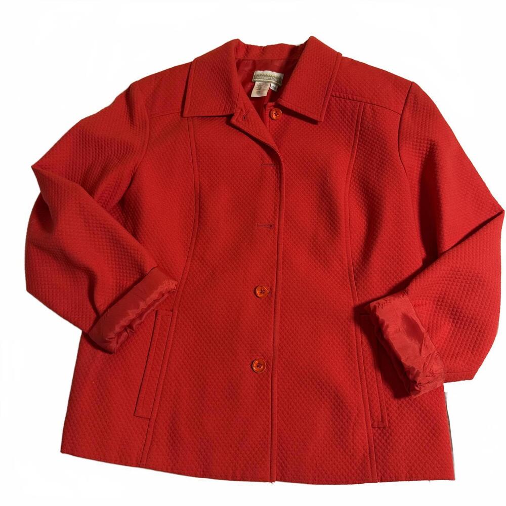 Coldwater Creek Red Waffle Textured Lined Short Suit Jacket Size 12 Petite. Y2K
